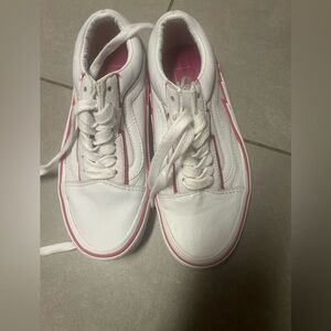 Vans Kids White and Pink Sneakers